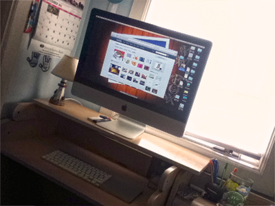 My Work Horse apple black crappy desk grey imac silver