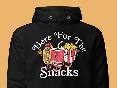 Here For The Snacks | Hoodie apparel design design food graphic design hoodie design illustration merchandise snacks sports t shirt design vector