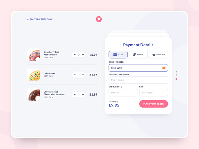 Noduts Checkout - Payment Details checkout credit card donut form interface order payment ui
