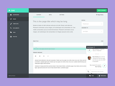 Yoomee CMS cms content content management system edit flat interface menu sidebar