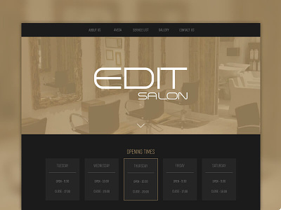 Edit salon website dark header hero one page web design website
