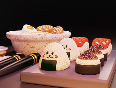 SUSHI AND RAMEN 3d design graphic design illustration