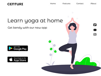 Yoga App Landing Page app branding daily ui dailyui design graphic design illustration logo typography ui ux vector