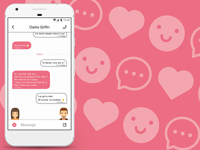 Avatar Chat android animation app avatar chat design message messenger mobile pink ui ux