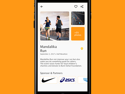 Runner Event android event gallery marathon orange partner run runner running sponsor sport ui