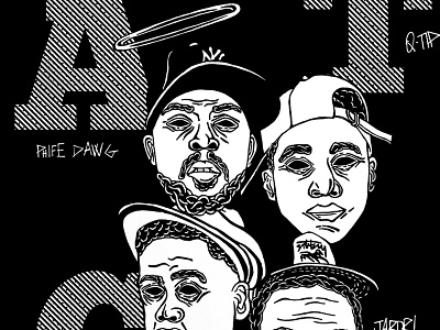 A Tribe Called Quest black and white graphic design hiphop illustration ink poster design print design sketch vector