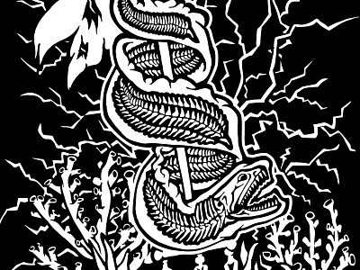 Sea King apparel blackandwhite design eel electric graphic design illustration ink ocean print sea skeleton sketch streetwear tshirt vector
