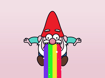 Rocket Gnome adobe illustrator aryojj aryojj.com gnome illustration mascot rainbow rocket