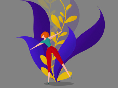 free alone character female flower girl hands happy health illustration illustrator nature new sport spotwoman superwoman tree web design woman womans yellow