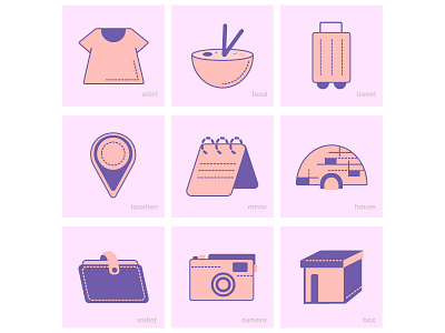 daily icons box camera designs flat food home house icons illustration illustrator iran iranian location menu shirt soup travel ui vector wallet