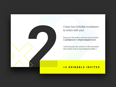 ×2 Dribbble invites free glow invitation invite minimal neon simple squares