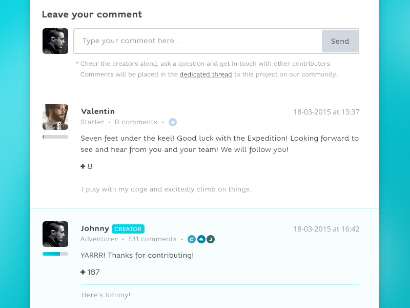 Comment stream by Yoeri Hokken on Dribbble