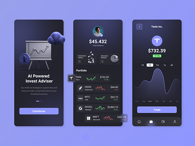 Investment APP 3d illustration crypto finance invest mobile mobile app mobile design money stock trading ui ux design wallet