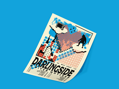 Darlingside Tour Poster design gig poster illustration pixel art poster screen print three color video game art video games