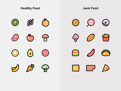 Food Icons burger flat icons food fruit junk food mushrooms vegetables