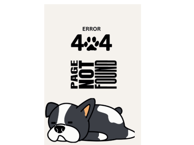 404 error page for dog walking website app design illustration