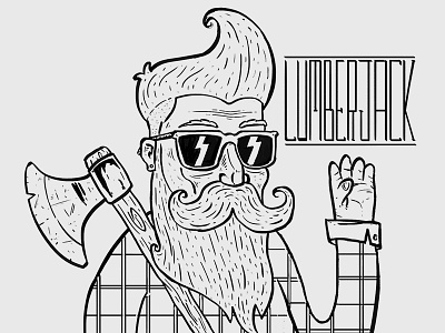 Lumberjack art character design illustration ink lineart vector vetorial