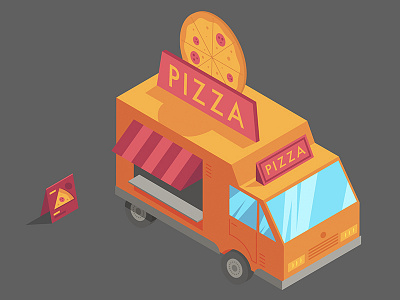 Pizza Foodtruck angle art car city illustration illustrator isometria isometric truck vector vetorial