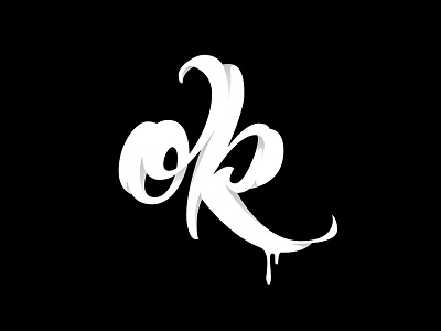 "OK" Script Study brush script type typography vector