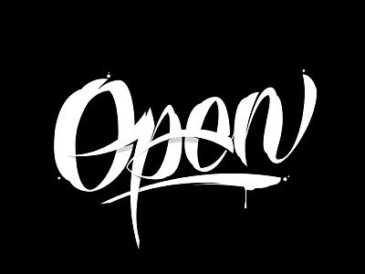 "Open" Script Study brush illustrator script type typography vector