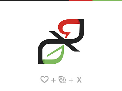 X Lettermark design green icon lettering logo logo design love lovely nature nature logo red typography vector