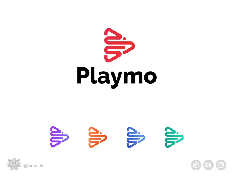 Playmo l Music play button logo icon lettering logo logo design logodesign logoicon music music logo playbuttonicon red vector