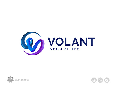 VOLANT SECURITIES 3dlogo branding icon lettering logo logo design security app typography ux vector