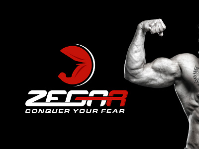 Zegar Sports bull design fear fitness logo negative red space sports