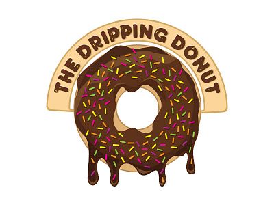 Dripping Donut bakery chocolate donut illustration logo design typography