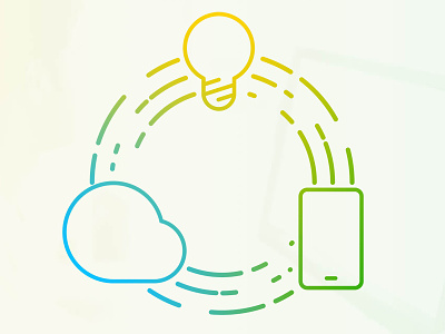 Idea, to Cloud, to Mobile cloud gradient graphic mobile