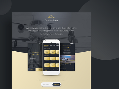 jet booking app - Landing page