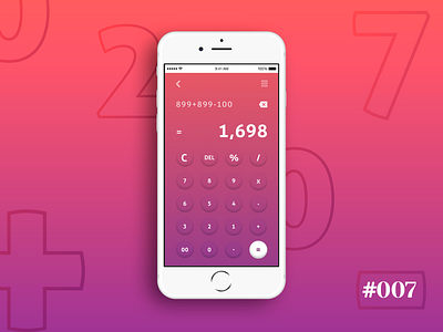 #007 007 calculator daily 100 dailyui degrade design dribbble number