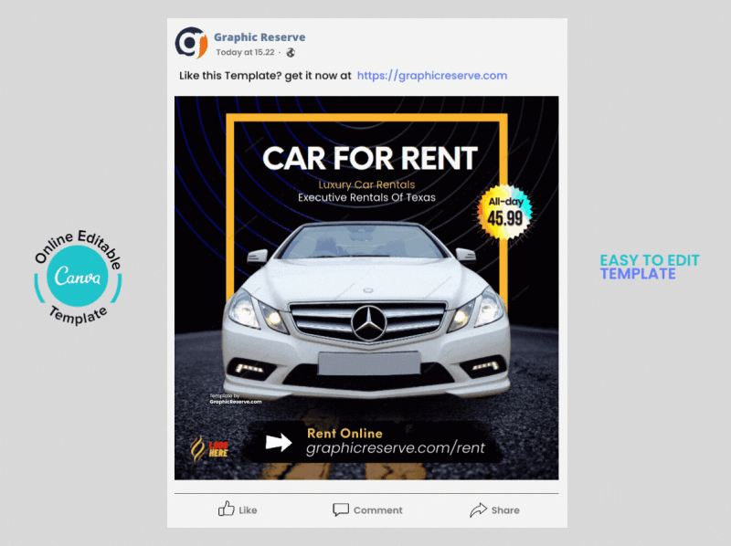 Dark Style Car Rental Social Media Post car rental car rental social media story facebook banner tamplate