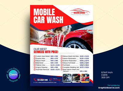 Mobile Car Wash Flyer (Canva Template) auto detailing auto detailing flyer auto detailing flyer tamplate auto detailing pricing flyer canva tamplate flyer tamplate