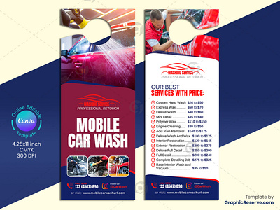 Mobile Car Wash Door Hanger Design Template.