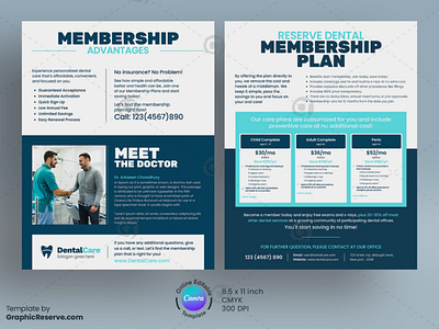 Dental Membership Advantages Flyer Design Template