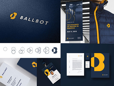 Ballbot (Carnegie Mellon University) | Branding ball blue branding circle corporate identity geometric modern robot robots sphere yellow