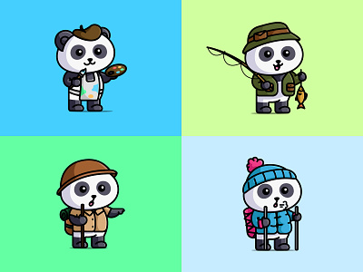 Panda with Hobby🐼😁 cartoon cute cutecartoon design illustration logo mascot panda pandacartoon pandalogo pandamascot