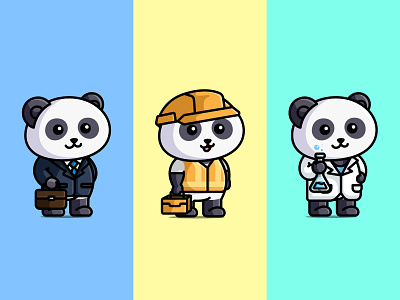 Panda with Proffesions V2🐼👷👨‍🔬👨‍💼​​​​​​​ cartoon cute cutecartoon illustration mascot panda cartoon panda illustrations panda logo panda mascot