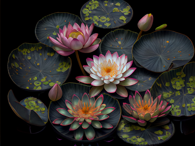 Water Lilies flowers illustration