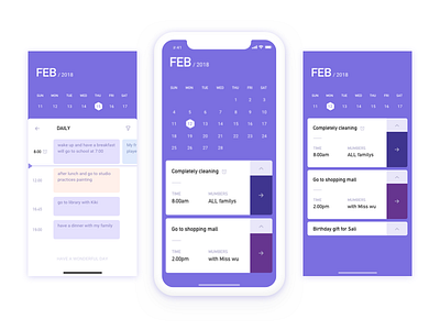 To Do List calendar purple to do list ui