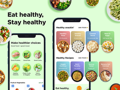 Healthy Eating landing page for Q-commerce branding design graphic design green health healthy healthy living landing page merchandising mobile mobile ui print ui ui design user interface uxui visual design