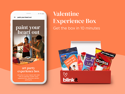 Valentine Day experience box // Paint your heart out app design app interface app ui branding couple dailyui design graphic design illustration love painting print ui v day valentines valentines day visual design