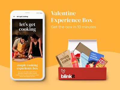 Valentine Day experience box // Let's get cooking app merchandising app ui branding cooking couple cup cake dailyui design graphic design illustration love mug cake partners pasta print ui v day valentines valentines day visual design