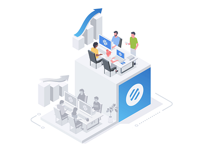 Next level in teamwork 3d animation illustration infographic infographics isometric json lottie office people place svg team teamwork vector web work workplace