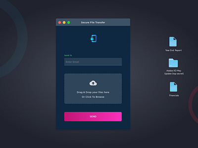 Secure File Transfer adobe xd dark ui gradient illustration ui