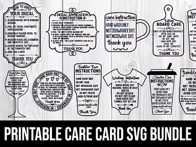 Care Instructions - Care Card Svg Bundle