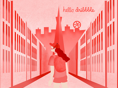 hello dribbble architecture dream dribbble hello illustration ps red