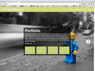 New Responsive Portfolio Site lego lime green personal portfolio responsive scaling background work