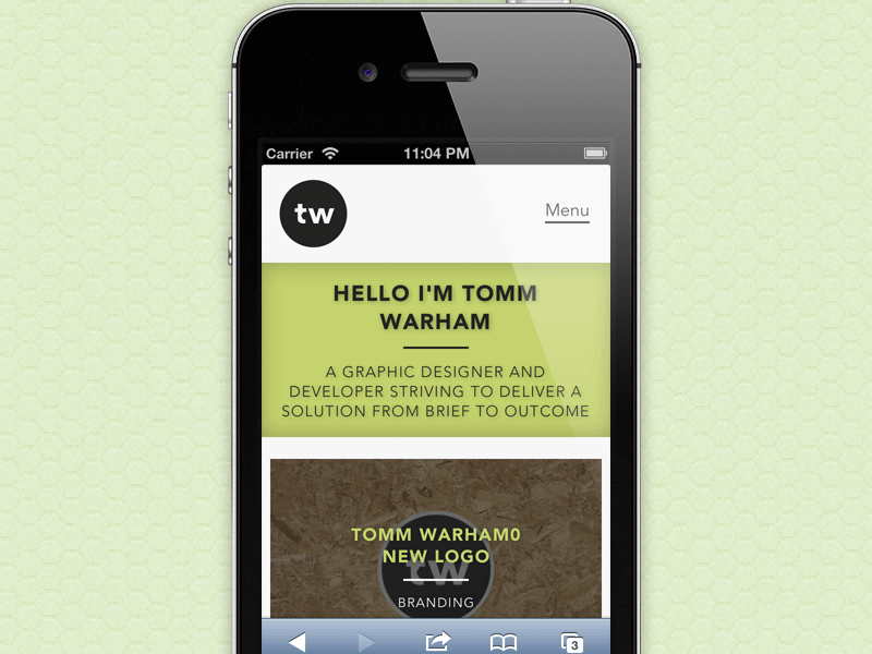 Tomm Warham Mobile Site Animation animation jquery mobile portfolio responsive responsive design